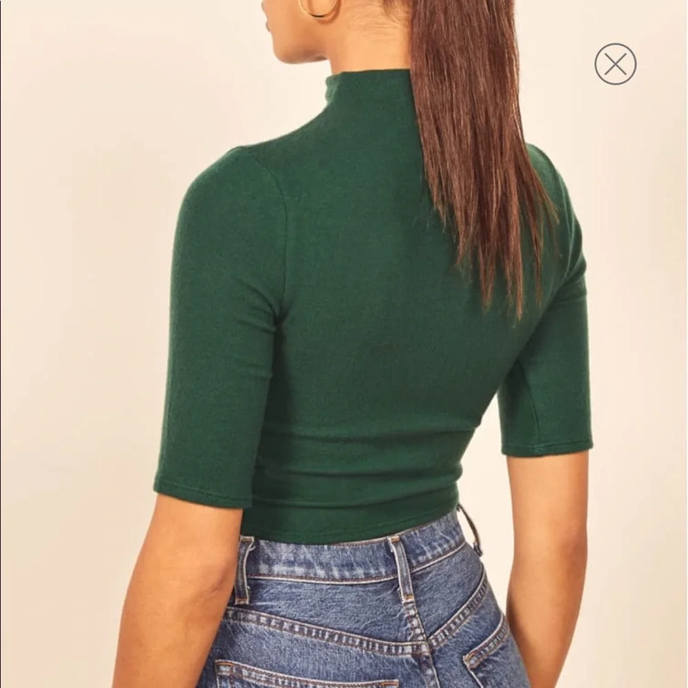 EUC Reformation Sebo Mock Neck Crop Top Black XS - Picture 7 of 16
